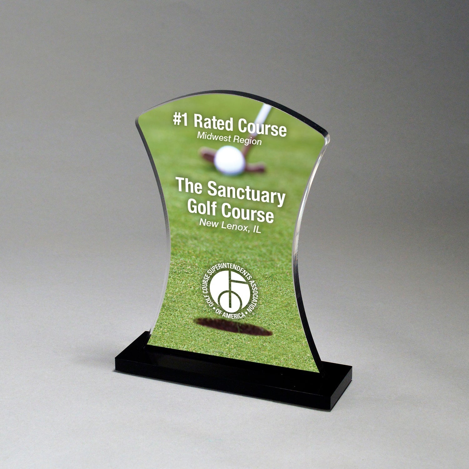 Hourglass with Golf Theme on Black Base