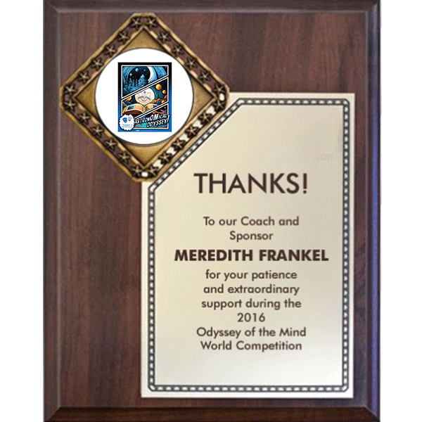 Odyssey of the Mind Diamond Series Plaque