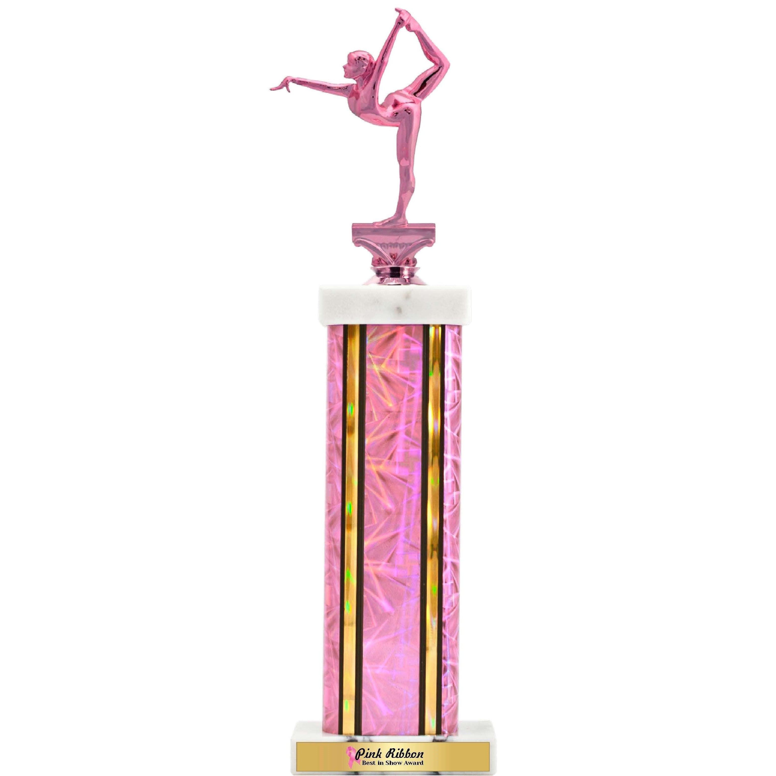 Pink Gymnastics Figure on Pink Rectangular Column with Marble Cap