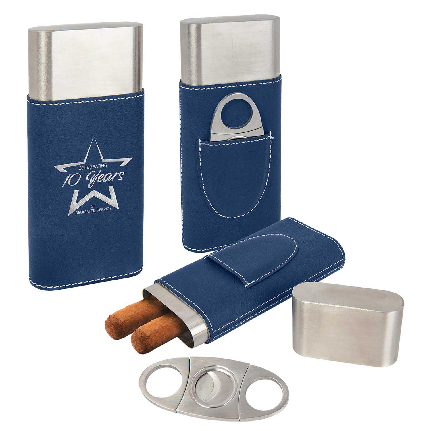 Leatherette Cigar Case with Cutter, Assorted Colors