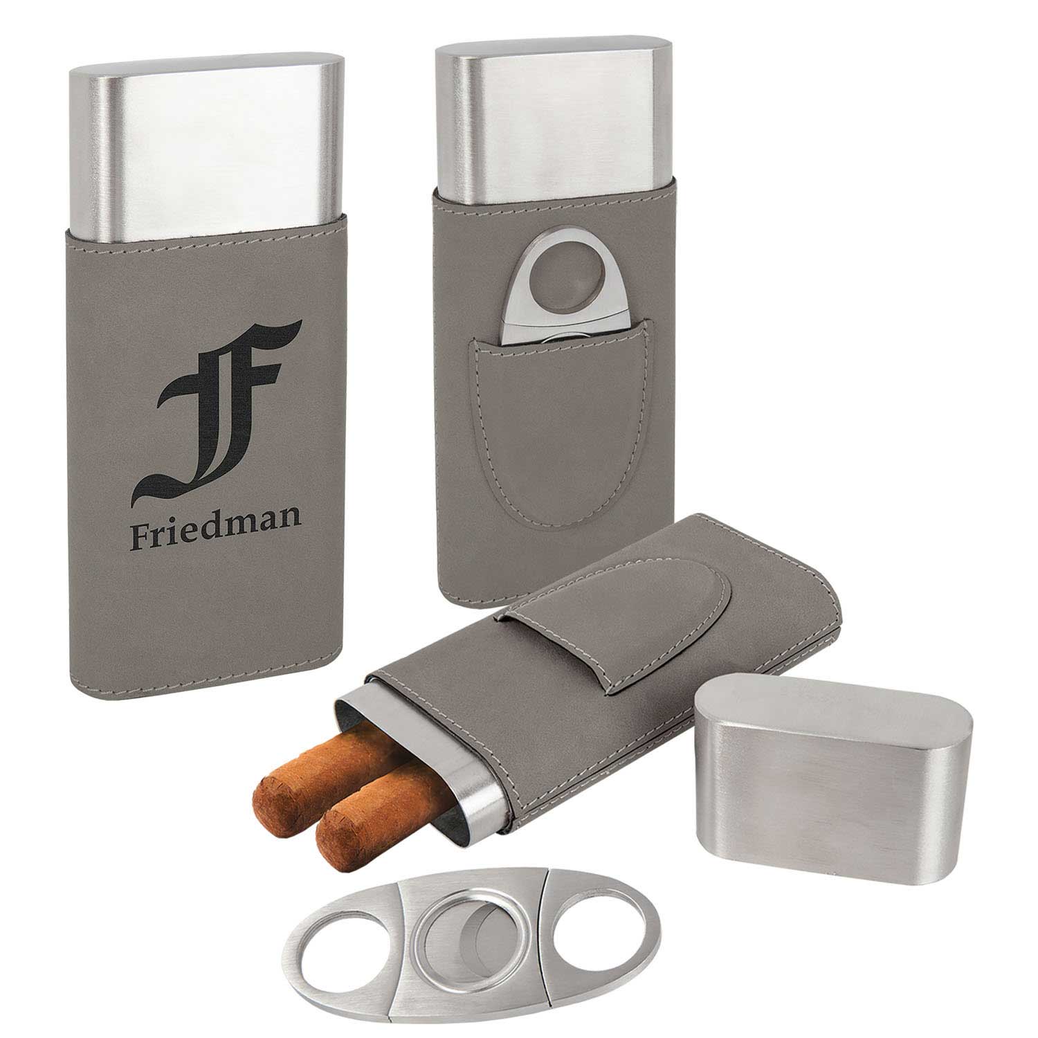 Leatherette Cigar Case with Cutter, Assorted Colors