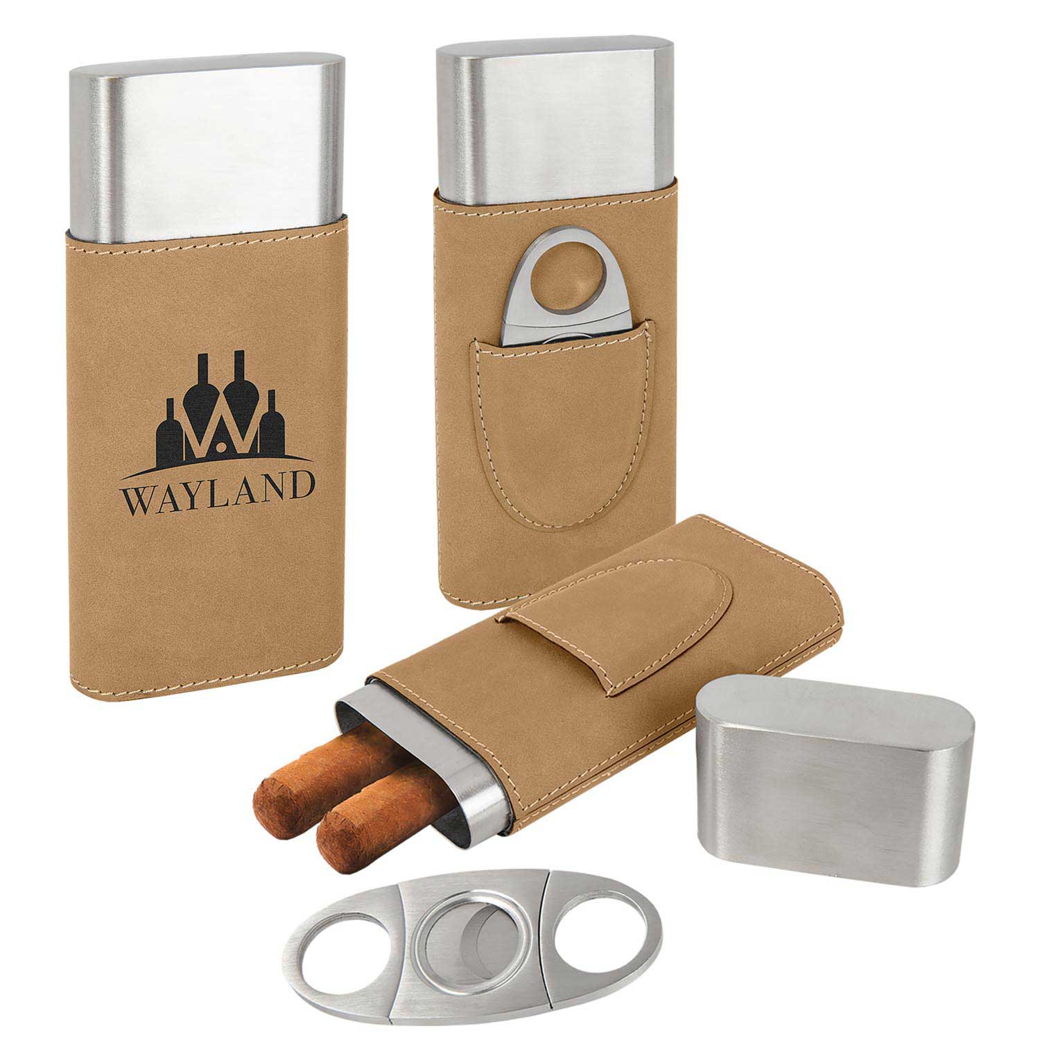 Leatherette Cigar Case with Cutter, Assorted Colors