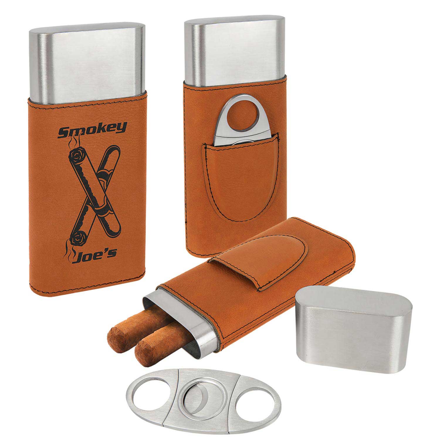 Leatherette Cigar Case with Cutter, Assorted Colors