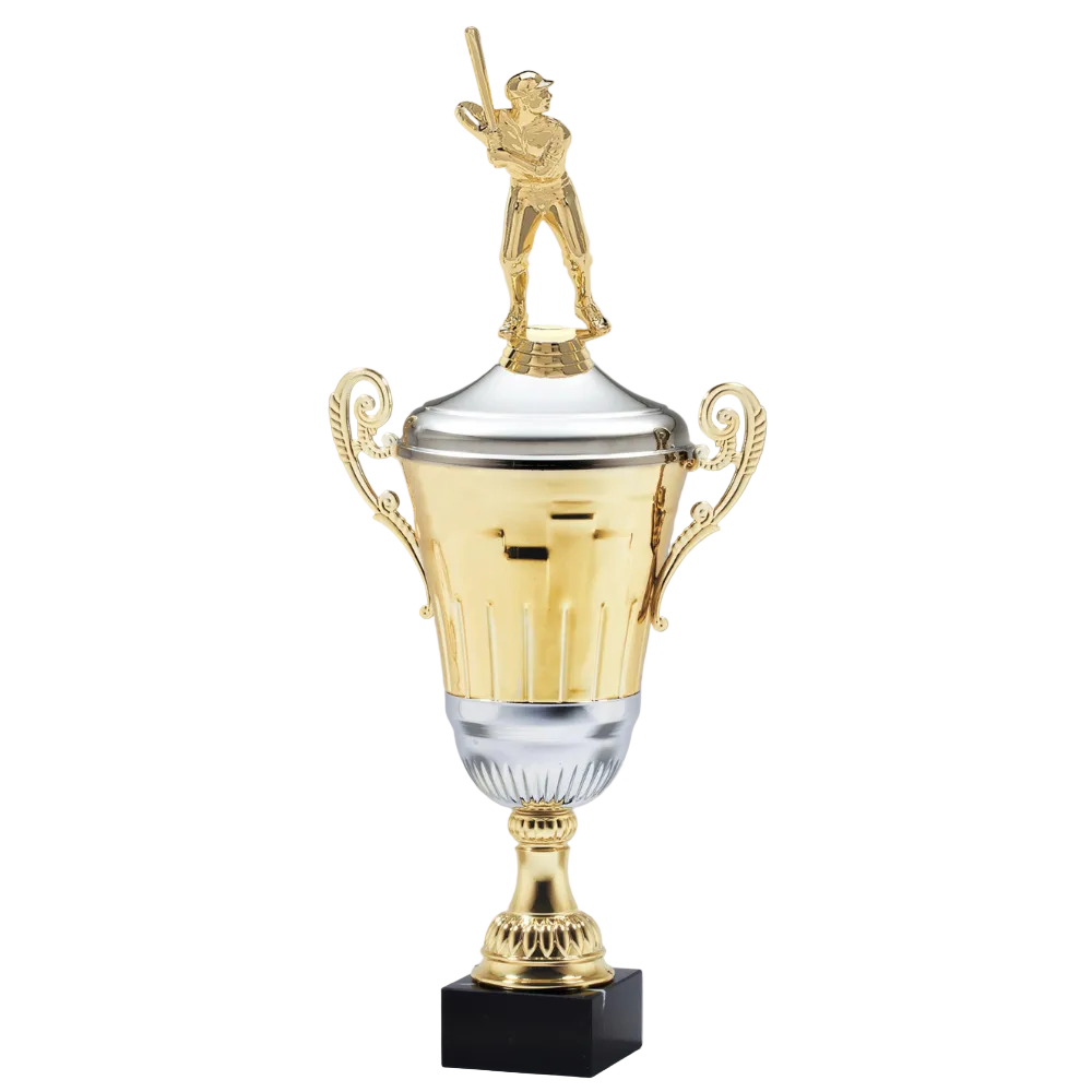 Metal Cup in Gold and Silver with Choice of Figure on Genuine Marble Base